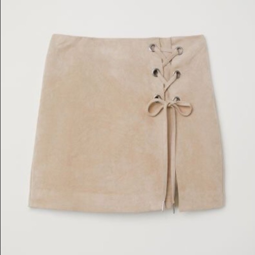H&M Divided Faux Suede Beige Skirt Size 10